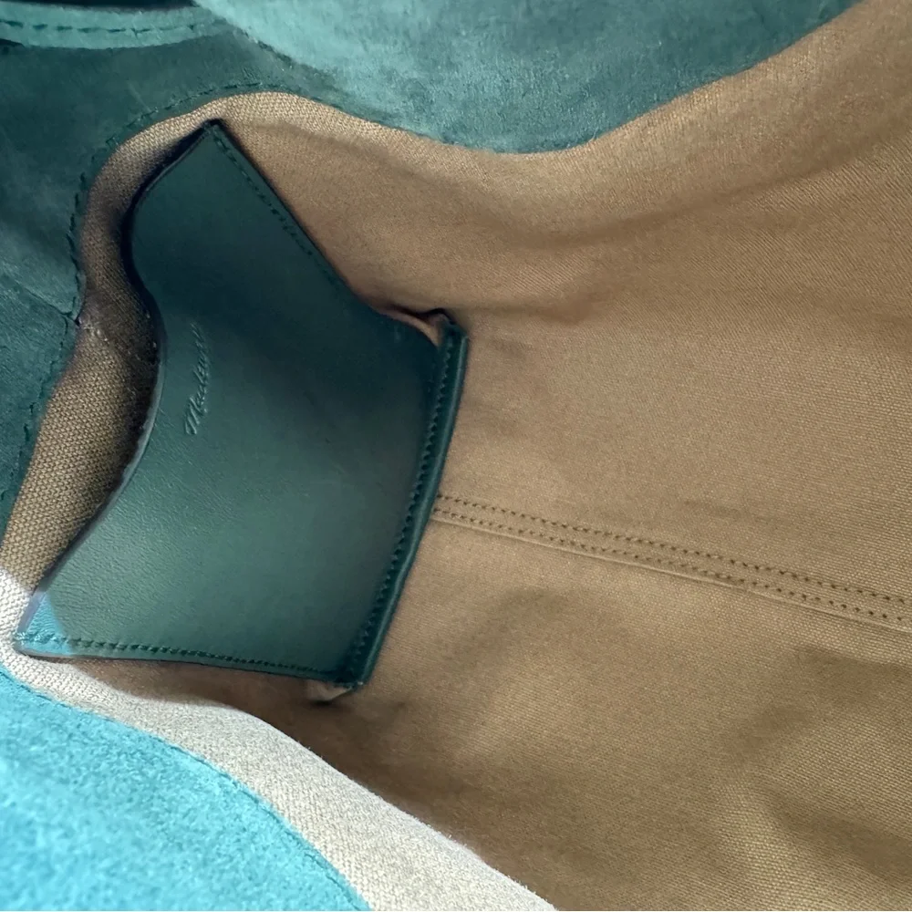 NWT! | MADEWELL The Drawstring Shoulder Bag in Architect Green Suede - Picture 7 of 13